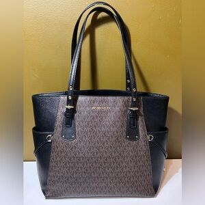Michael Kors Black and Brown Tote Bag